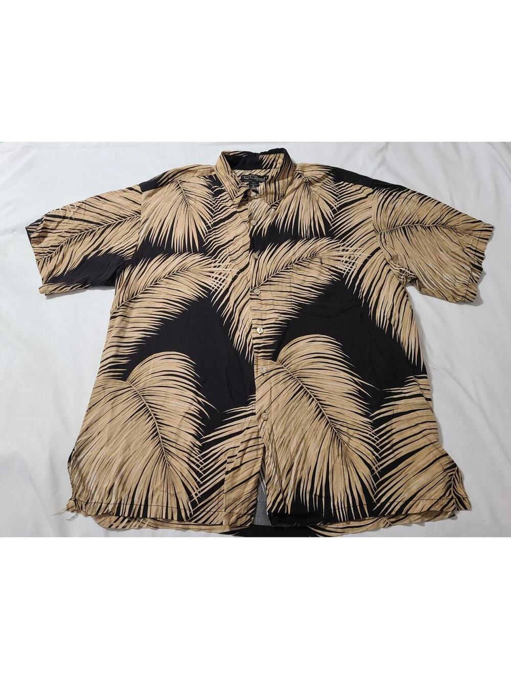 Tori Richard Hawaii Palm Leaf Shirt Mens Sz XL Black Brown Resort Aloha USA EUC